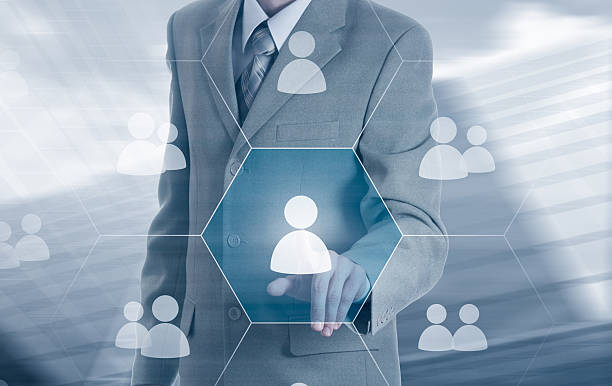 istock Hand carrying businessman icon network - HR 546428182