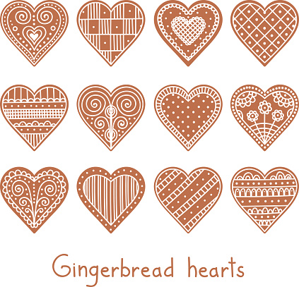 set gingerbread heart