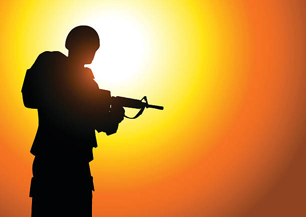 istock Silhouette illustration of a soldier 546429616