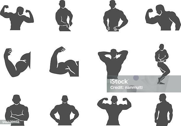 Icontemplate Stock Illustration - Download Image Now - Muscular Build, Icon Symbol, Body Building