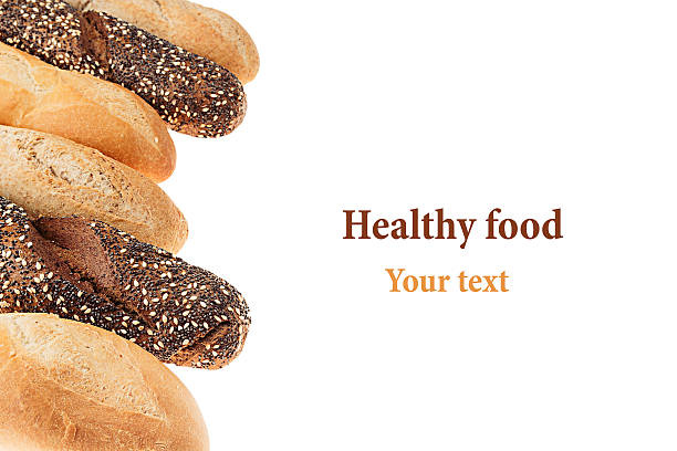istock Baguette bread of different varieties on a white background. 546430480
