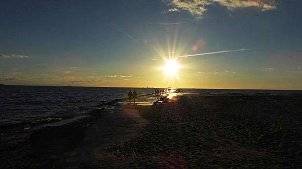 Sunset on Baltic Sea coast.