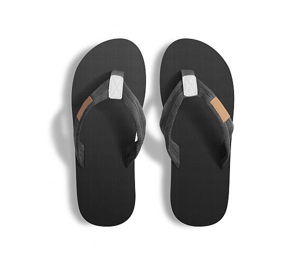 istock Pair of blank grey slippers, design mock up, clipping path. 546432526