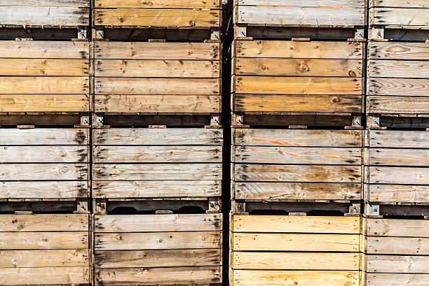 Wooden boxes loaded on the pickup truck.