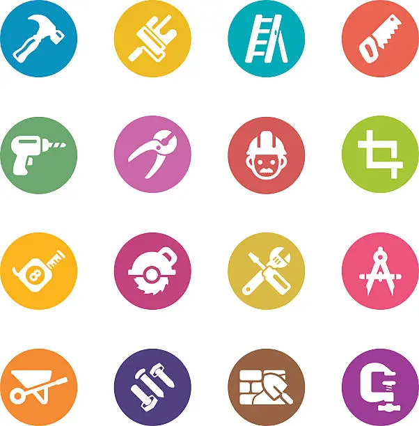Vector illustration of Construction Circle Colour Harmony icons | EPS10