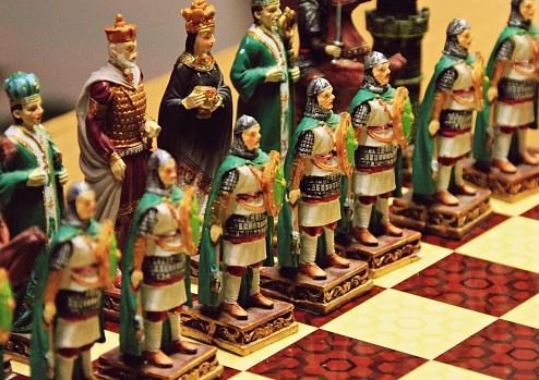 old Chess in the form of figures of people