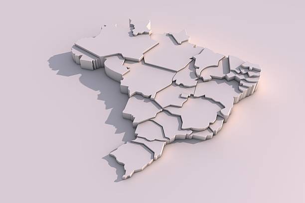 3D-Karte von Brasilien mit Regionen – Foto