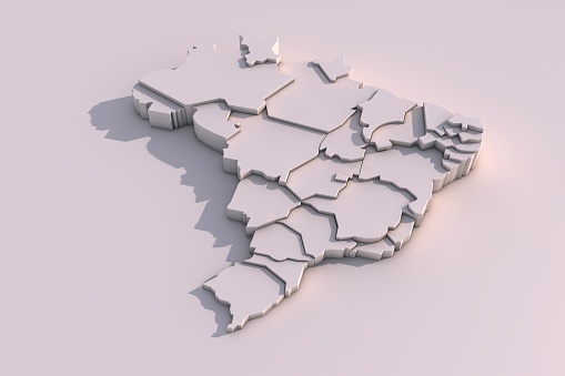 Mapa 3D de Brasil con regiones photo