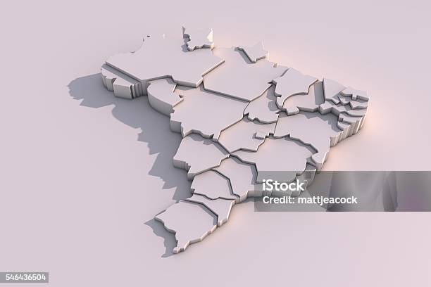3d Map Of Brazil With Regions Stock Photo - Download Image Now - Brazil, Map, Three Dimensional