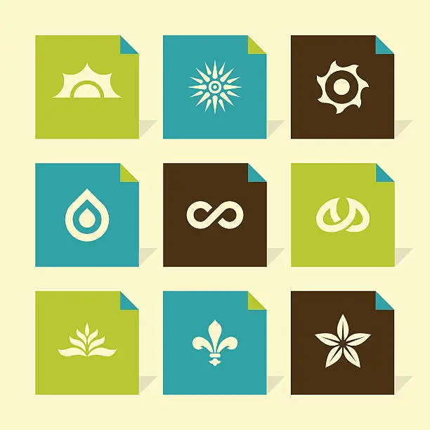 Vector illustration of Vector Flat Icons Set - Nature Symbols