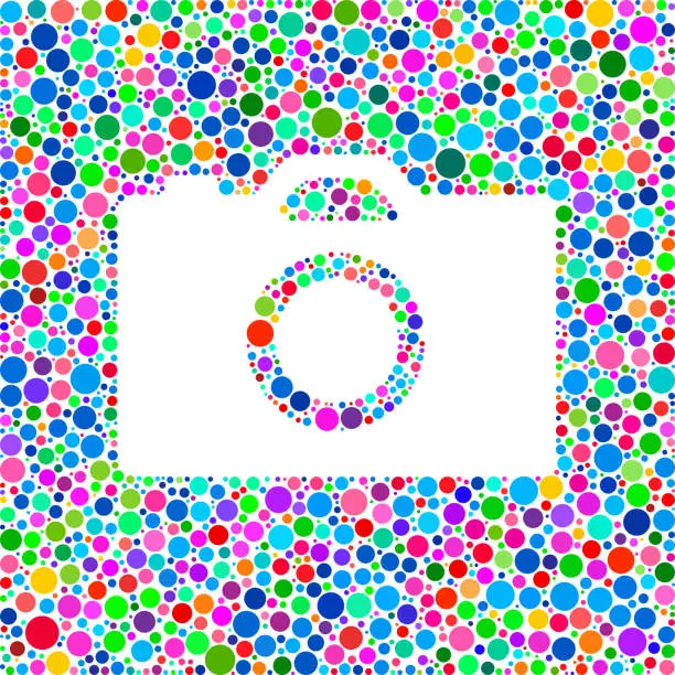Vector illustration of Digital Camera Icon on Color Circle Background Pattern