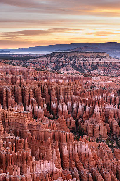 couleurs pastel de bryce canyon au lever du soleil - arid climate travel destinations canyon dawn photos et images de collection