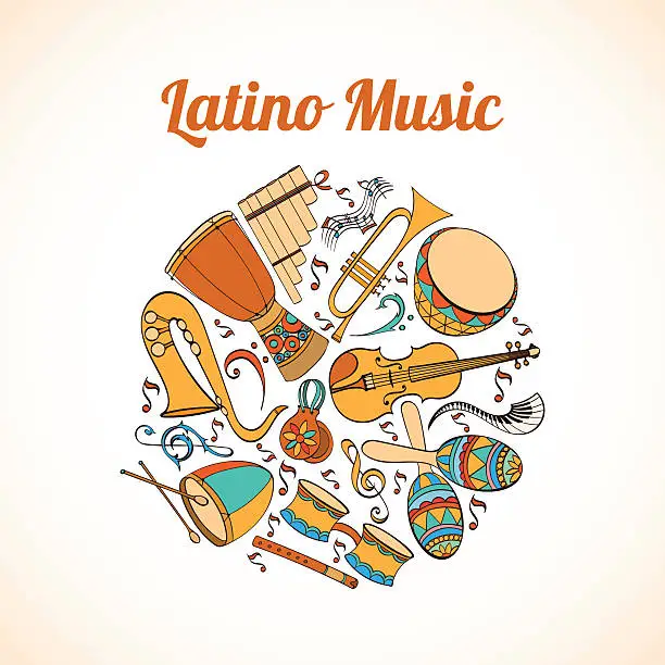 Vector illustration of Latino musical card