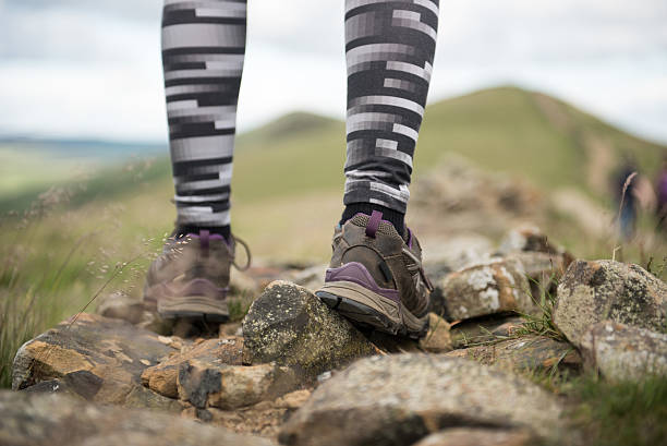 Hiking boot closeup stock photo