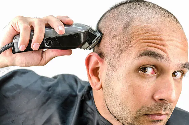 Photo of Man holds the trimming machine and beautify yourself