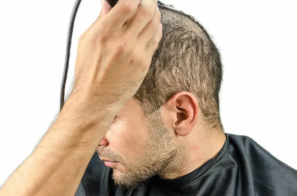 Photo of Man holds the trimming machine and beautify yourself