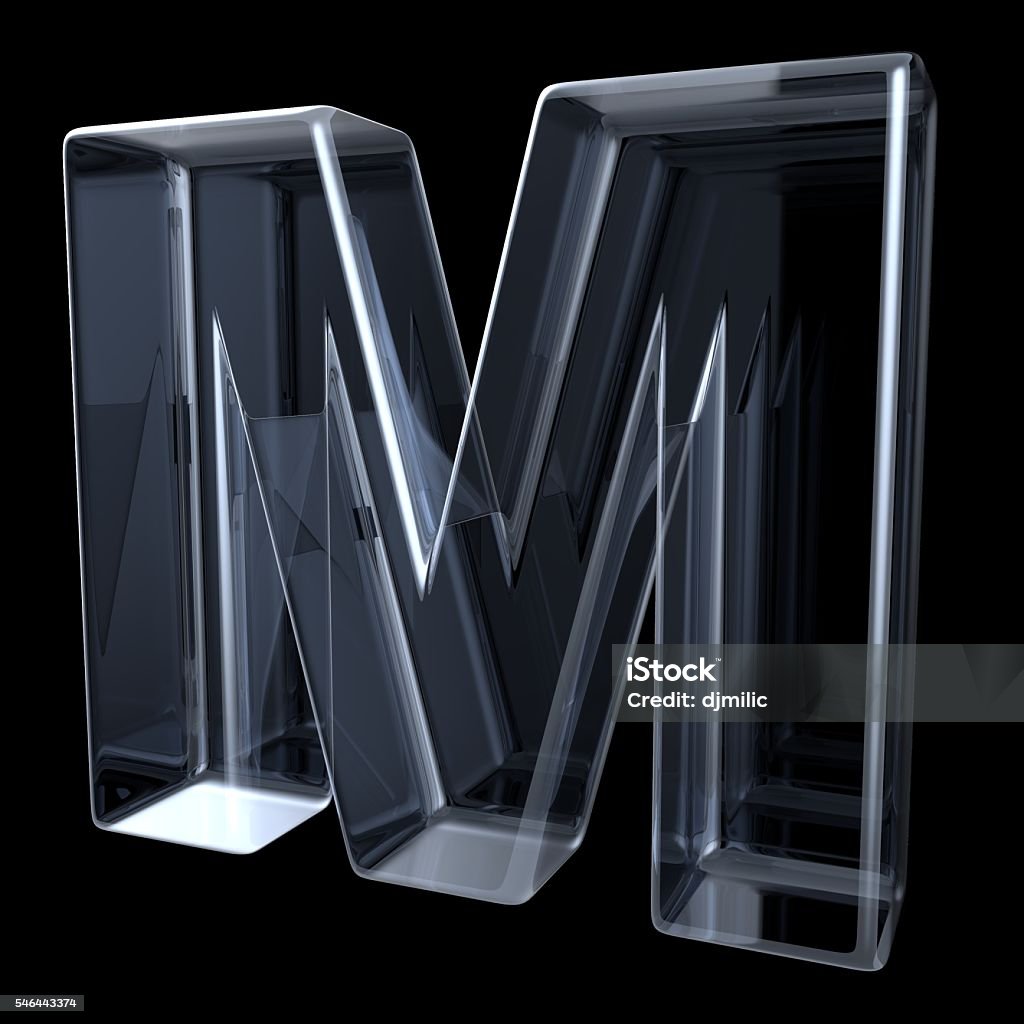 Transparent x-ray letter M. 3D Transparent x-ray letter M. 3D render illustration on black background Advertisement Stock Photo