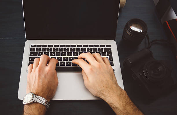 istock Overhead image of a workspace on the desk 546445542
