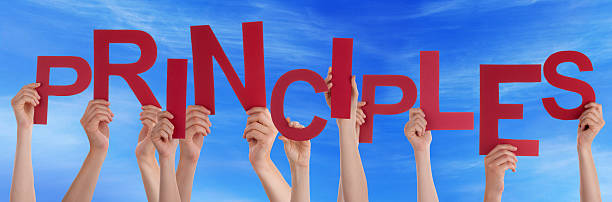 istock Many People Hands Holding Red Word Principles Blue Sky 546447144