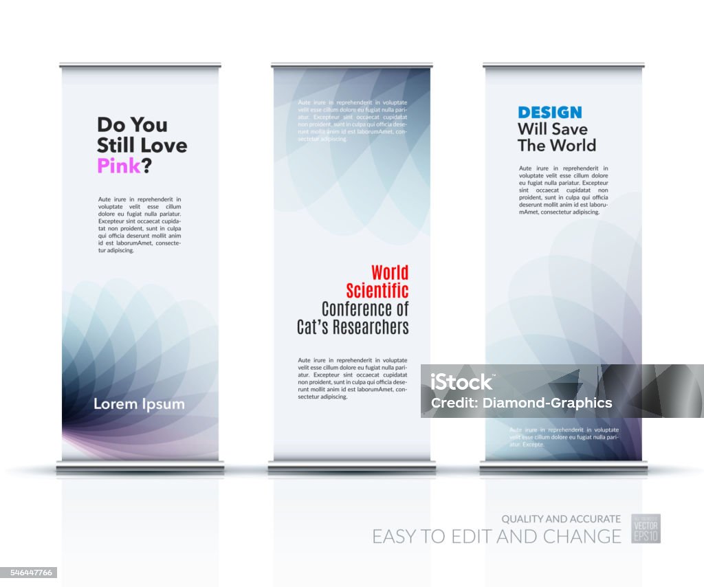 Vector set of modern Roll Up Banner Stand Design with Vector set of modern Roll Up Banner Stand Design with grey soft shapes and flower wave gradient elements for business and beauty with beautiful overlap effect. Corporate vector vertical flyer.  Banner - Sign stock vector