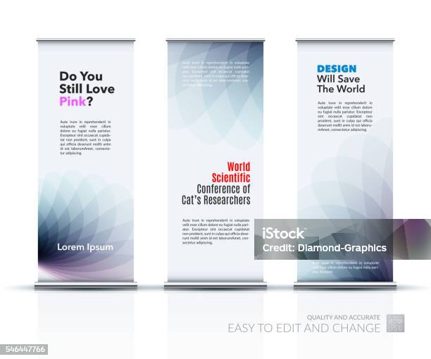 Vector Set Of Modern Roll Up Banner Stand Design With Stock Illustration - Download Image Now