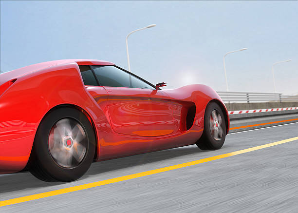 istock Red sports car on the highway 546448496