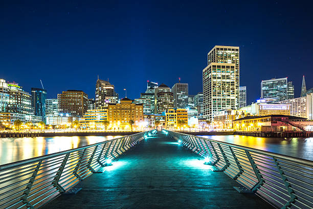 istock empty footpath over water modern office buildings in san francisco 546450036