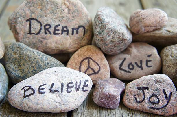 istock Dream, Believe, Love, Joy & Peace on Rocks 546451094