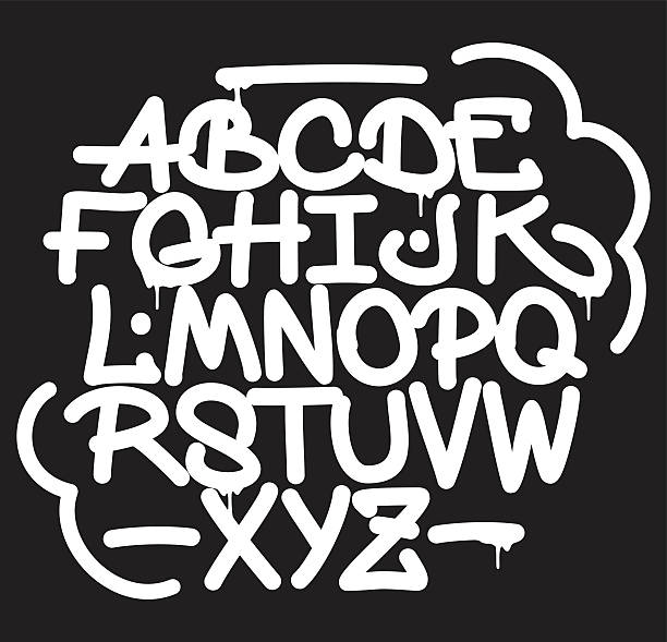 ręcznie napisany alfabet czcionki graffiti. wektor - typescript graffiti computer graphic label stock illustrations