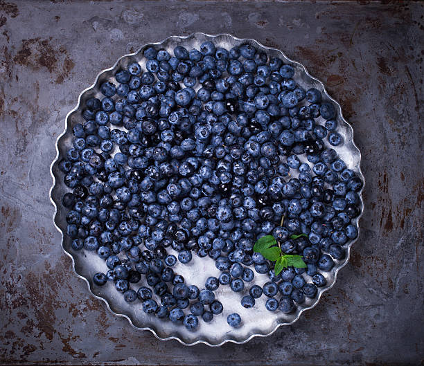 istock Fresh blueberries on a metal plate 546456534
