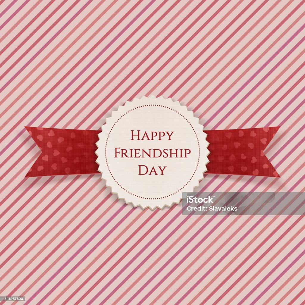 Happy Friendship Day Badge With Ribbon Stock Illustration ...