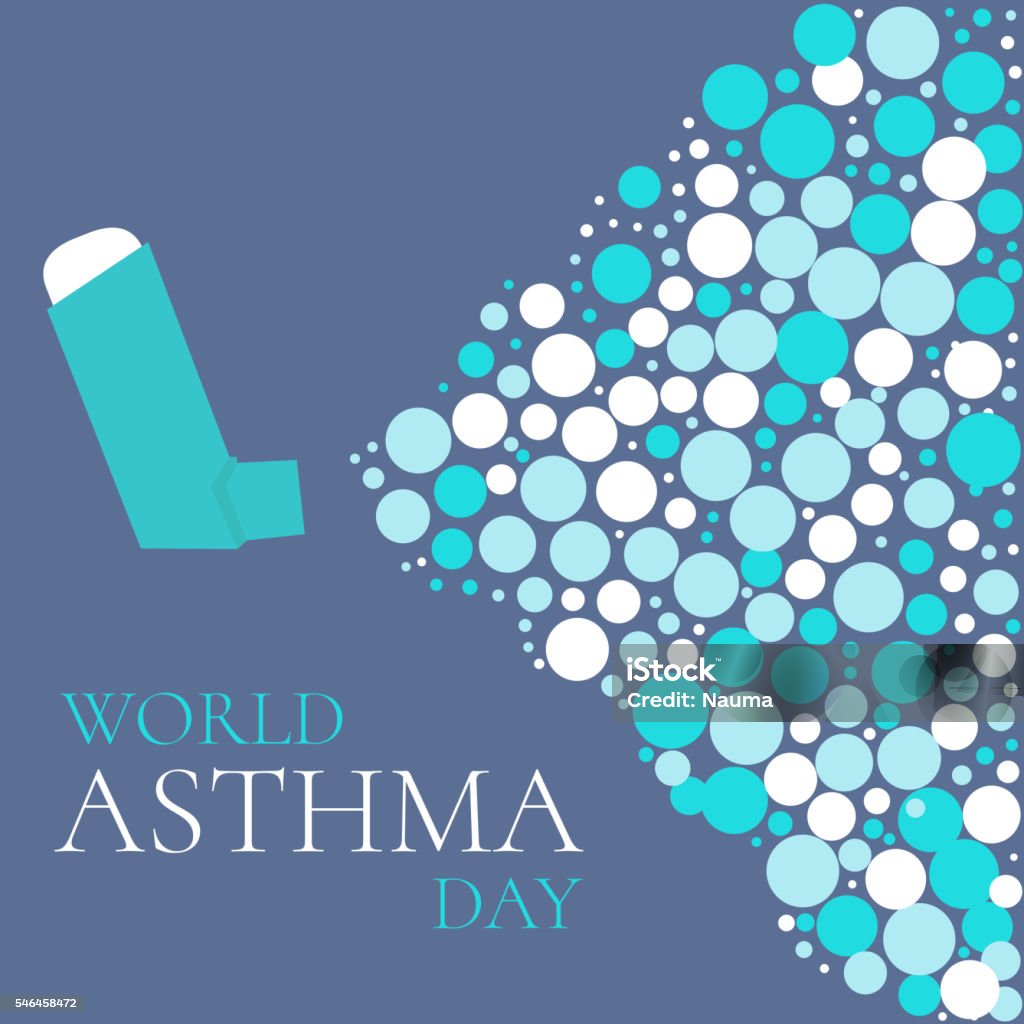 Dia Mundial de asma cartaz - Vetor de Asmático royalty-free
