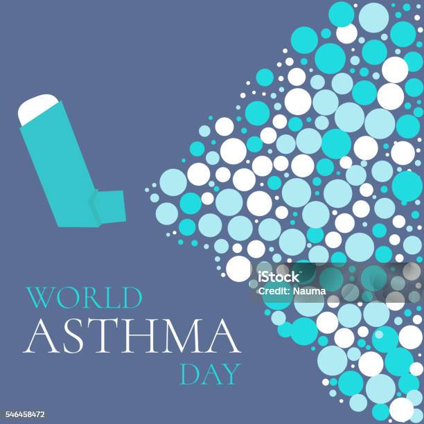 Vetores de Dia Mundial De Asma Cartaz e mais imagens de Asmático - Asmático, Prontidão, Inalador de alívio para asma