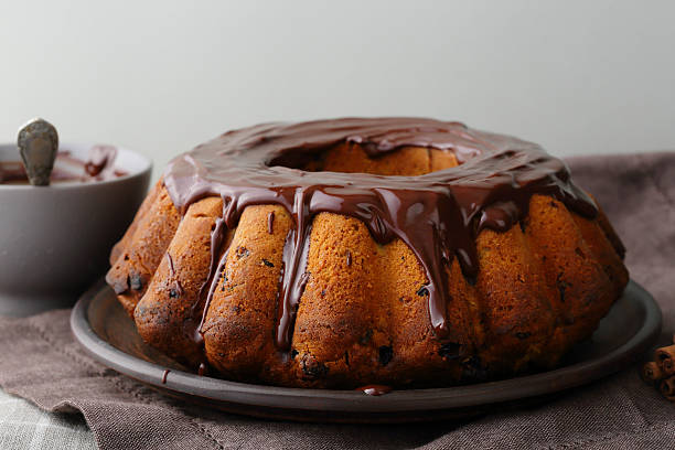 torta de chocolate - chocolate bundt cake fotografías e imágenes de stock