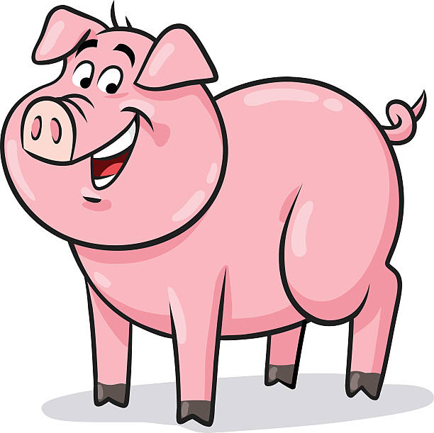 Happy Pig Vector illustration of a laughing cartoon pig isolated on white. pig illustrations stock illustrations