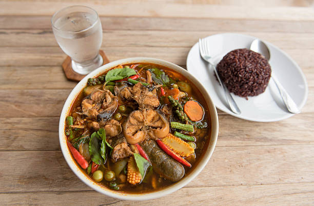 istock Spicy curry catfish with mixed vegetable,Thai style food 546465364