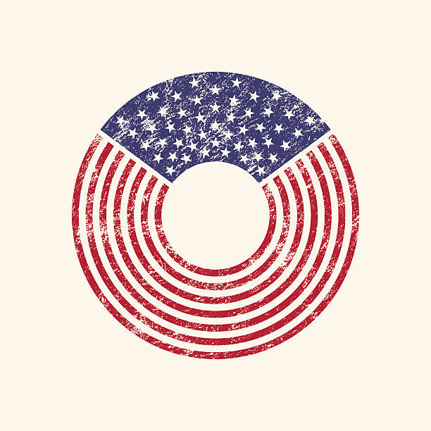 USA Round flag vector art illustration