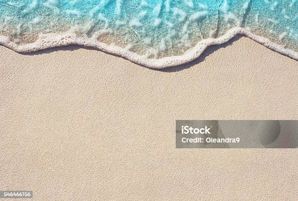 Soft Wave Of Ocean On Sandy Beach Stock Photo - Download Image Now - Beach, Sand, Backgrounds