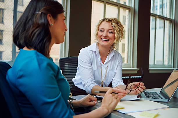 istock Pitching ideas to her most trusted colleague 546466336