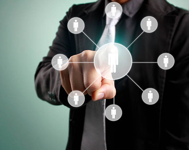 istock touching virtual  icon of social network 546466998