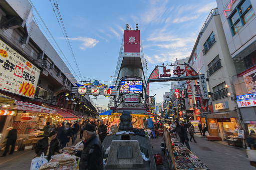 Tokyo, Japan - February 7, 2014: Ameyoko (Ameya Yokocho)market.one of the most popular market in Tokyo.