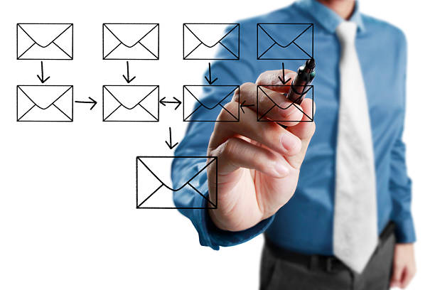 istock Business man drawing social network 546762700