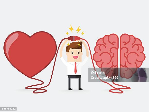 Businessman Connecting Brain And Heart Interactions Concept Best Teamwork Stock Illustration - Download Image Now