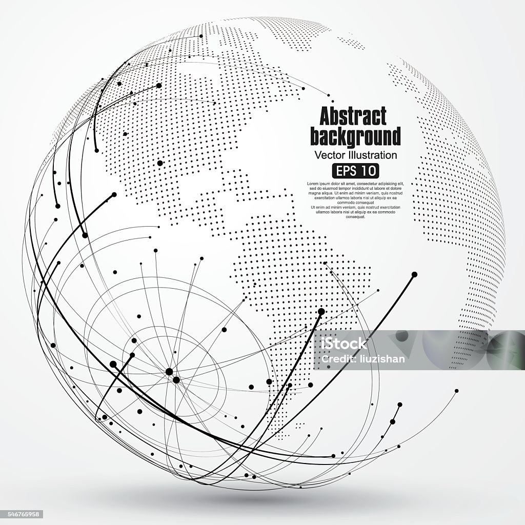 Point and curve constructed the sphere wireframe, abstract illustration. Point and curve constructed the sphere wireframe, technological sense abstract illustration. Globe - Navigational Equipment stock vector