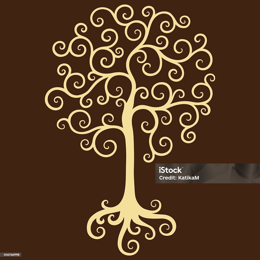 Gold Tree Pattern Gold Tree Isolatedvector Decorative Design Element Stock Illustration ...