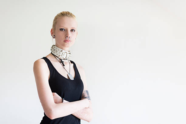 Teenager looking at camera on white background