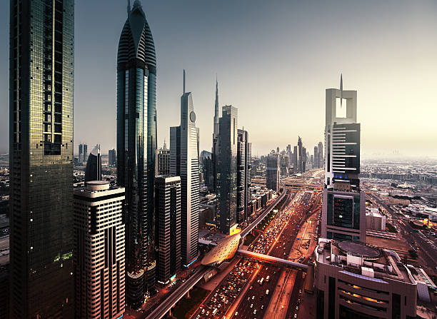 istock Dubai skyline in sunset time, United Arab Emirates 546771262