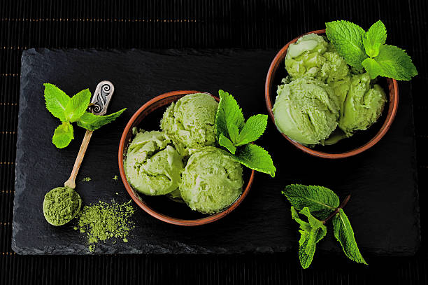 istock Green tea matcha mint ice cream with coconut milk 546773328