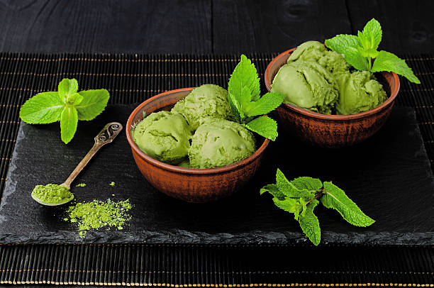 istock Green tea matcha mint ice cream with coconut milk 546773390