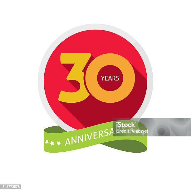 Logo Anniversaire De Trente Ans Étiquette Autocollante Danniversaire De 30 Ans Vecteurs libres de droits et plus d'images vectorielles de 30-34 ans